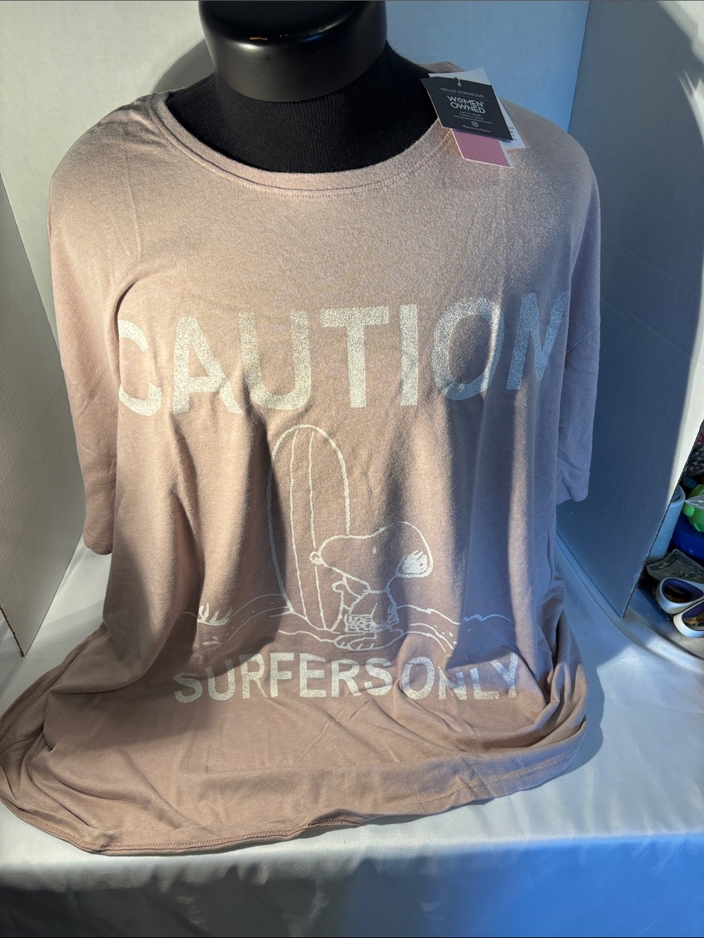Grayson Threads Light Pink 'Caution Surfers Only' Graphic Tee